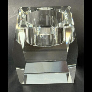 Vintage Rosenthal Crystal Votive Tea Light Candle Holder Geometric Shape Signed
